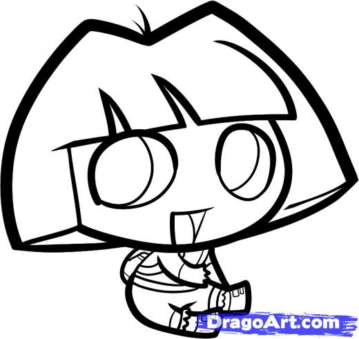 520x491 step how to draw chibi dora, dora the explorer