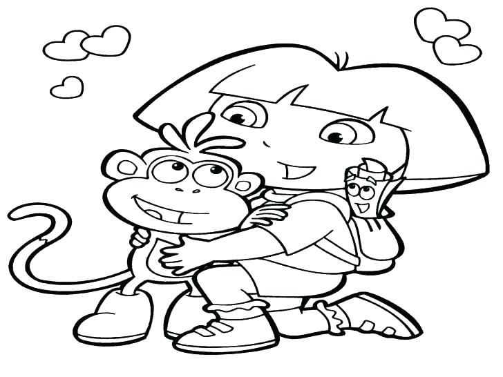 728x546 Dora And Boots Coloring Pages Free Explorer Printable Flowers