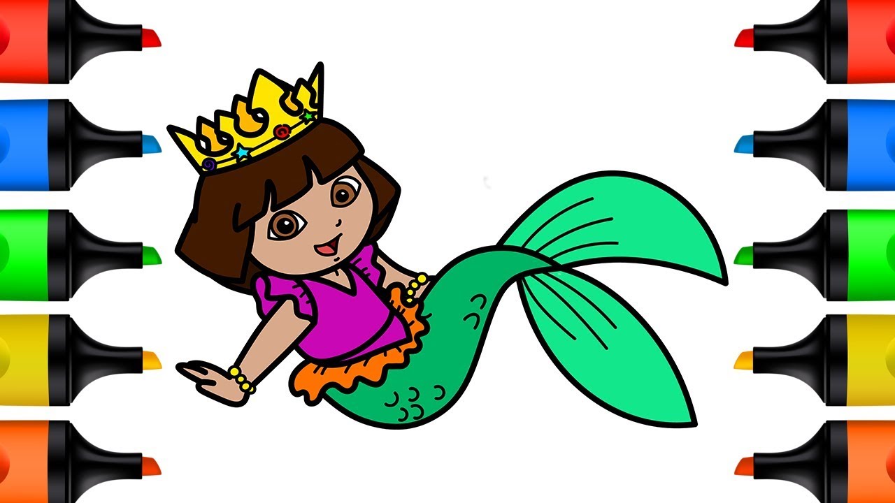1280x720 How To Draw Princess Dora Mermaid Coloring Pages For Kids Learn