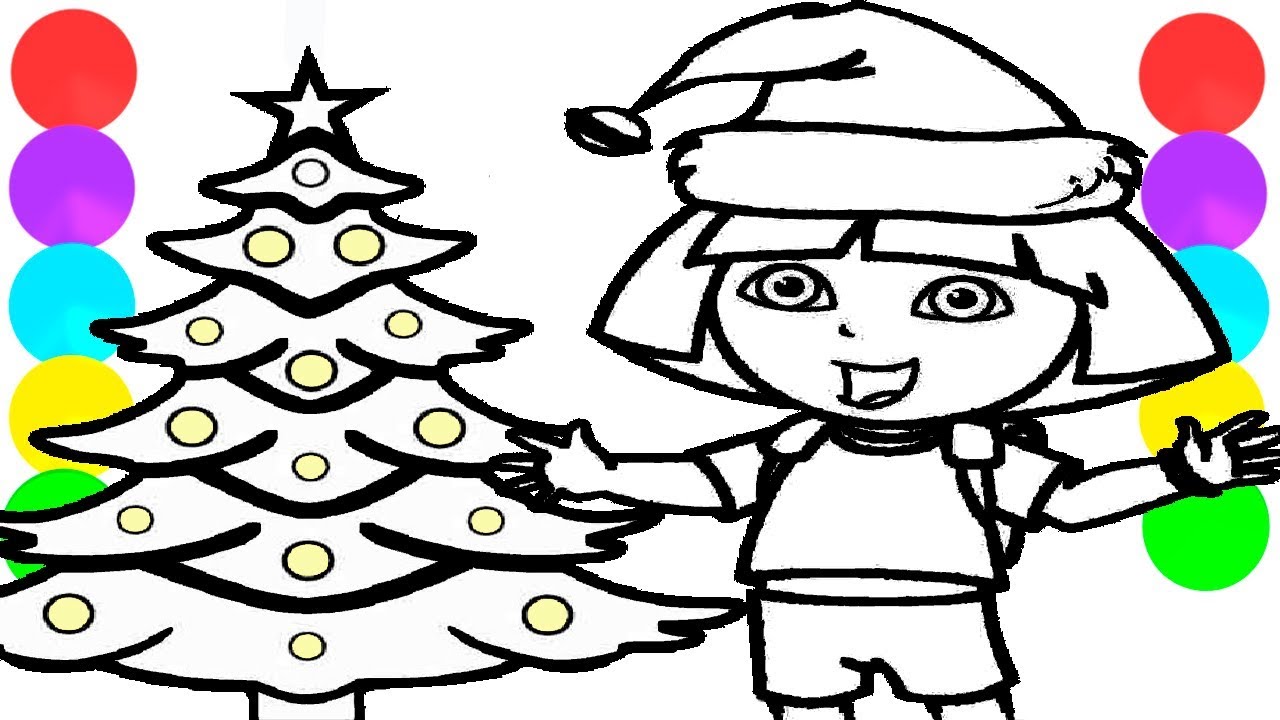 1280x720 Dora La Exploradora Christmas Tree Painting For Toddlers