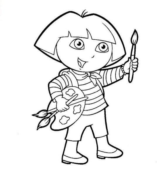 560x600 Preschool Dora The Explorer Coloring Pages