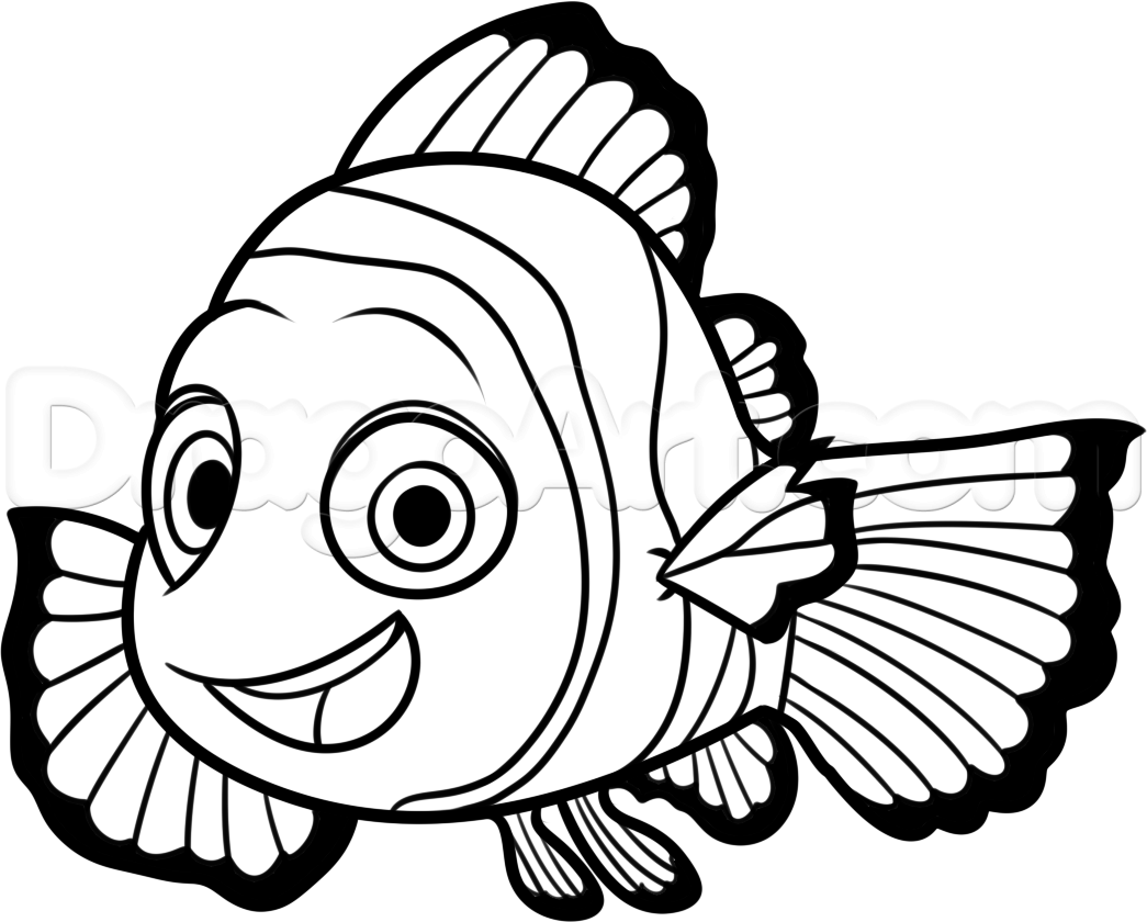 1045x840 How To Draw Nemo From Finding Dory, Step