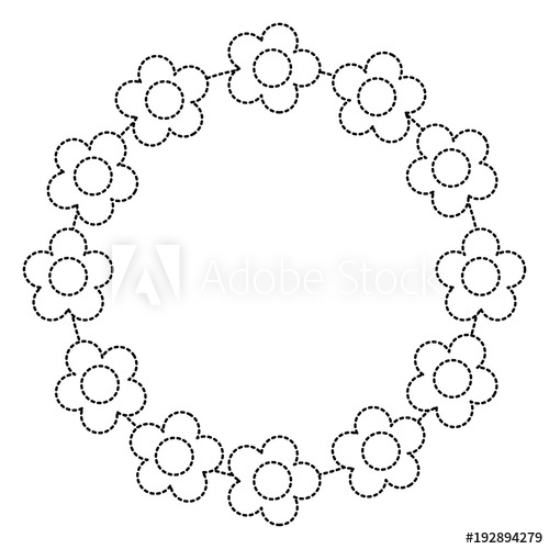 500x500 Floral Wreath Flowers Decoration Ornament Vector Illustration