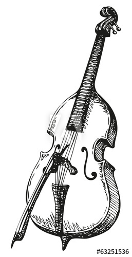 257x500 Vector Drawing Double Bass With A Bow