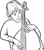 176x199 Whiteboard Drawing Double Bass Player Stock Vectors