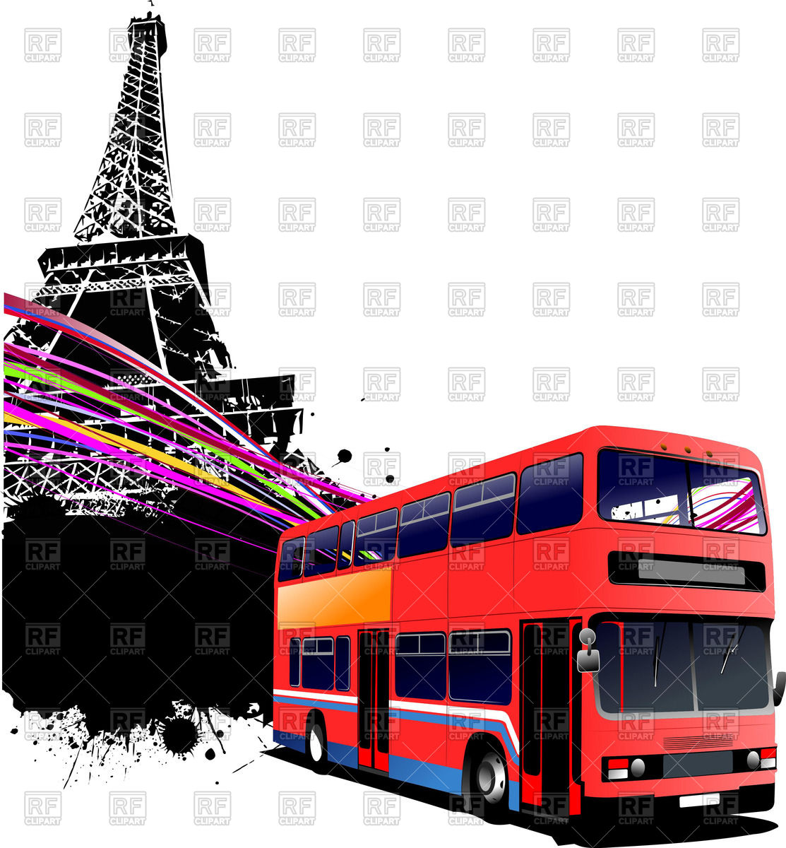 1113x1200 Double Decker Bus In Paris Vector Image Of Transportation