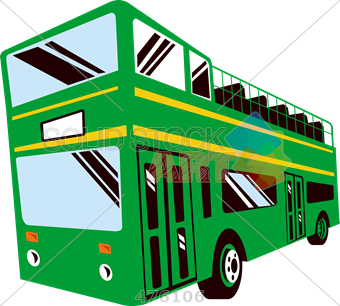 340x306 Stock Illustration Of Drawing Of Green Double Decker Bus With Open