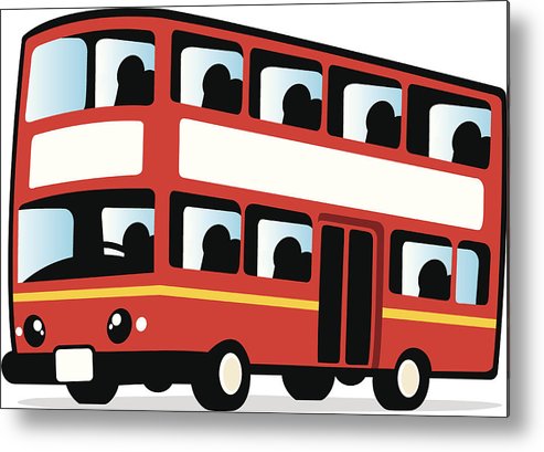 493x409 Cute Double Decker Bus Metal Print
