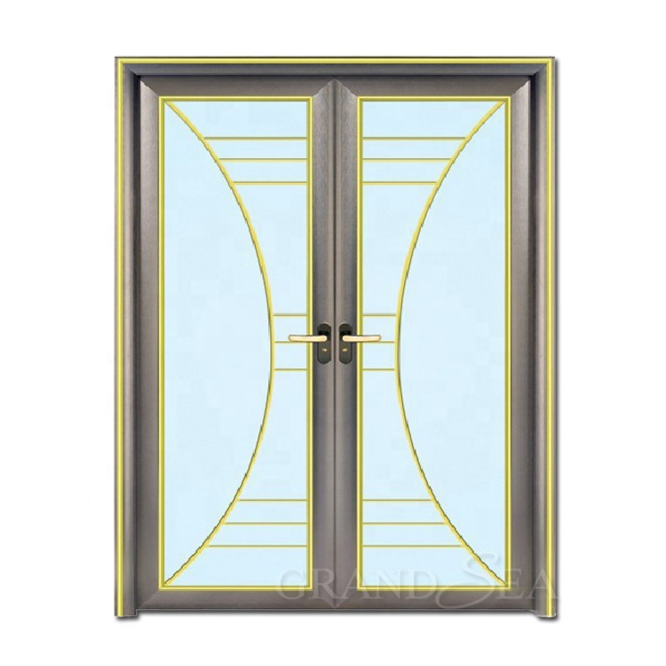 750x750 Luxury Royal Laminated Double Glass Aluminum Double Swing Door