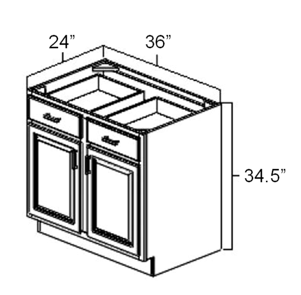 600x588 X X Double Door Double Drawer Base Cabinet