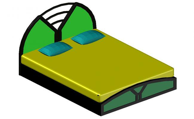 650x400 Steel Framed Double Bed Block Cad Drawing Details Dwg