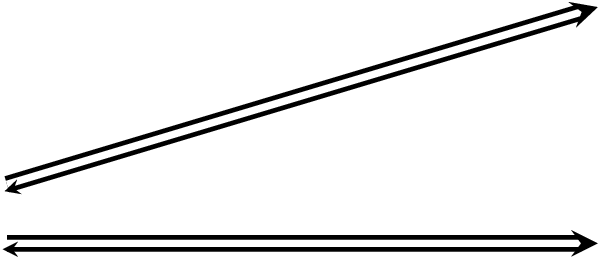 600x258 a double line arrow on one side and single line arrow on other