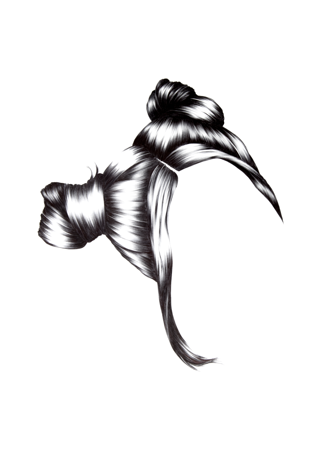 1280x1811 asian double buns hair illustratiojn