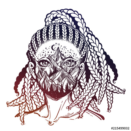 500x500 Hispanic Latin Or African American Girl With Double Exposure Night