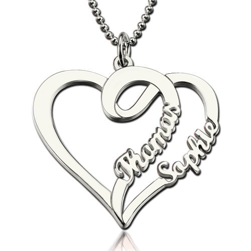 500x500 Double Heart Love Necklace With Two Names Sterling Silver