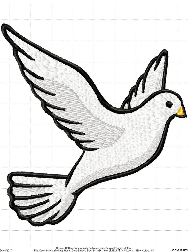 794x1062 Dove In Flight Machine Embroidery Design Sizes For Etsy