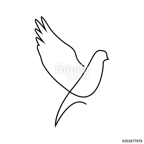 500x500 one line dove flies design silhouette hand drawn minimalism style