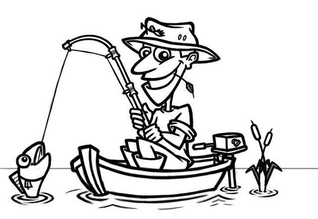 640x441 Cartoon Character Sketch Drawing Fishing Awesome Free Fisherman