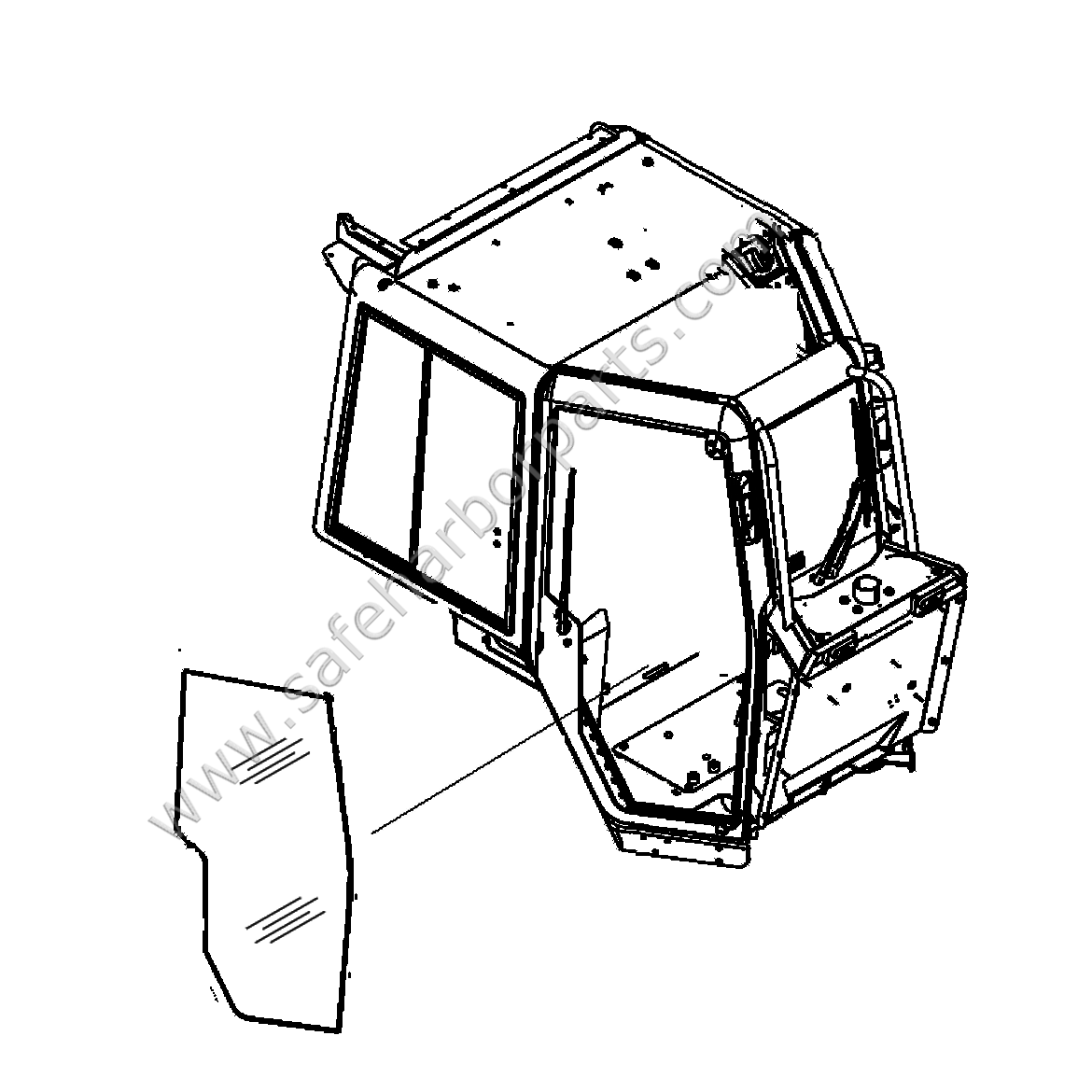 1170x1170 dozer right hand door glass