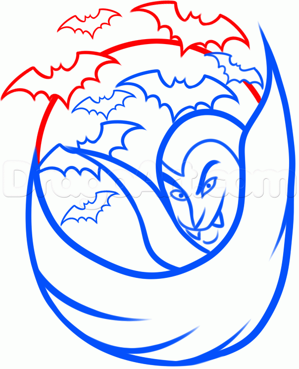 604x745 How To Draw A Halloween Dracula, Step