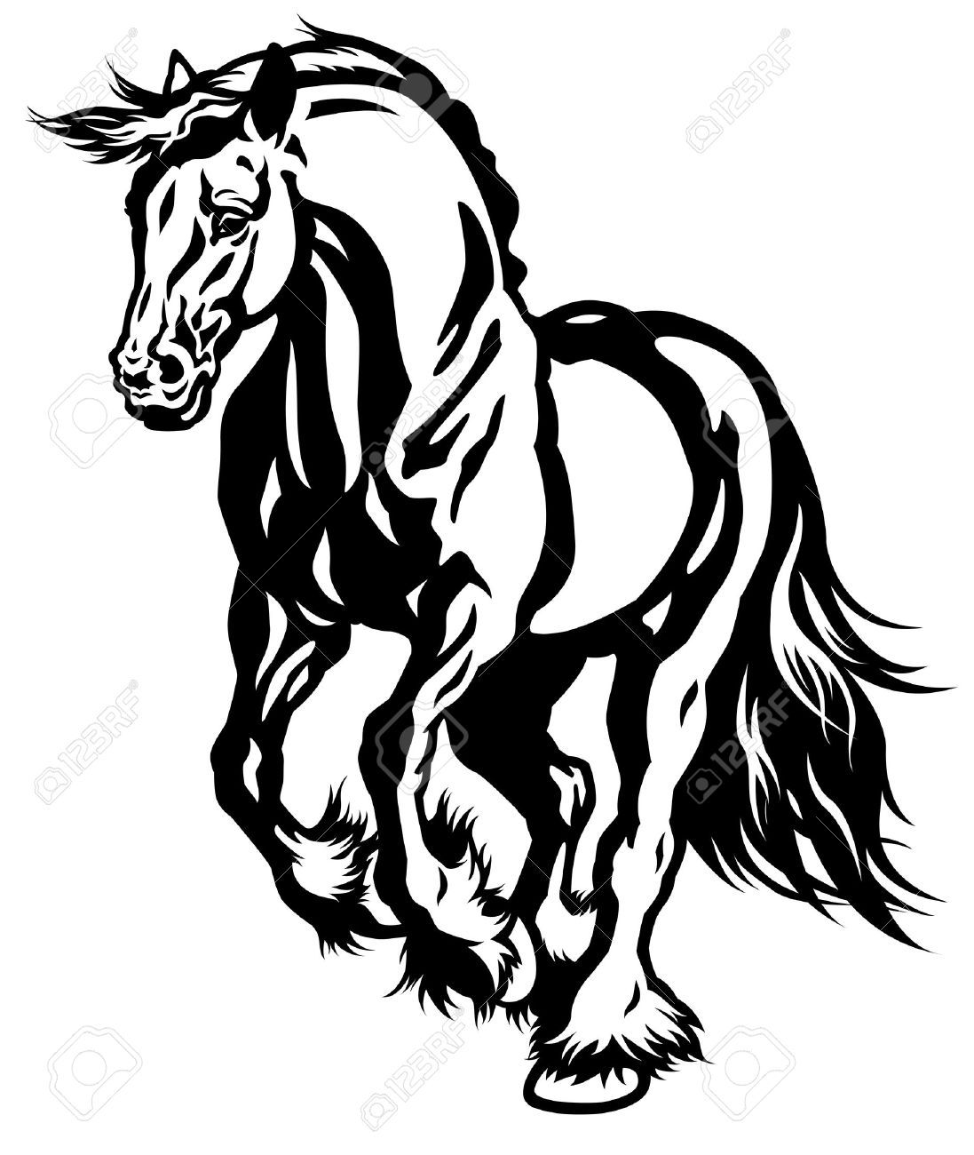 1097x1300 running draft horse black and white illustration all things