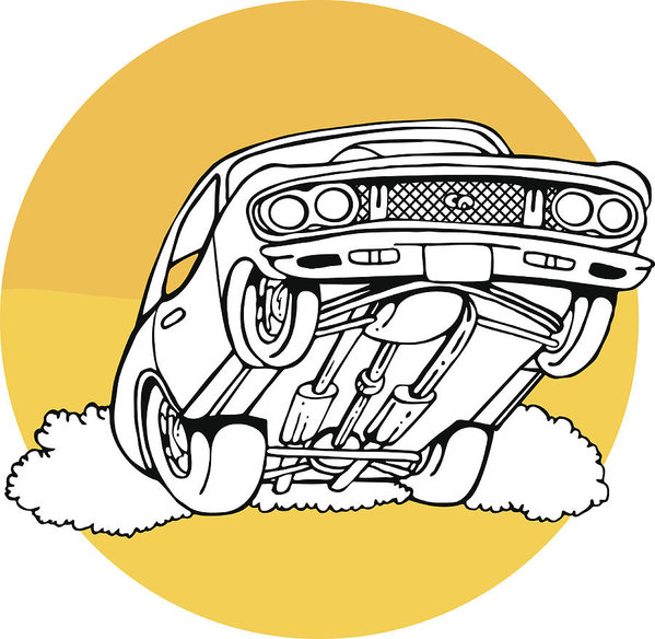 599x584 Drag Car Popping A Wheelie In The Sun Art Print