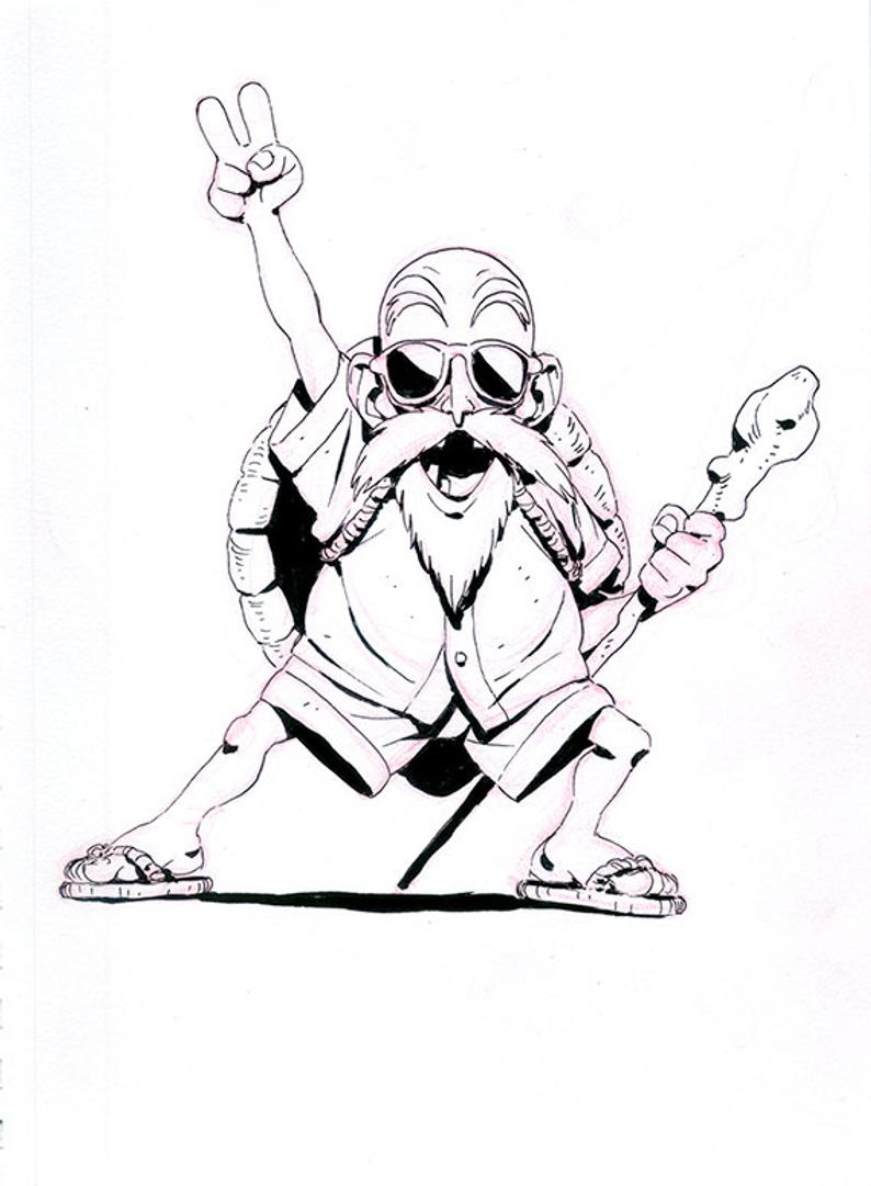 794x1081 dragonball z roshi original ink drawing etsy