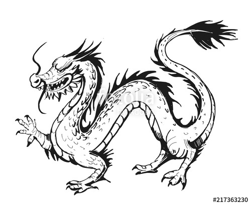 500x409 Sketch Of The Chinese Dragon Stock Image And Royalty Free Vector