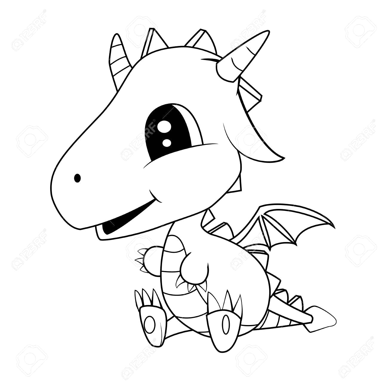 1300x1300 Cute Dragon Clipart Black And White