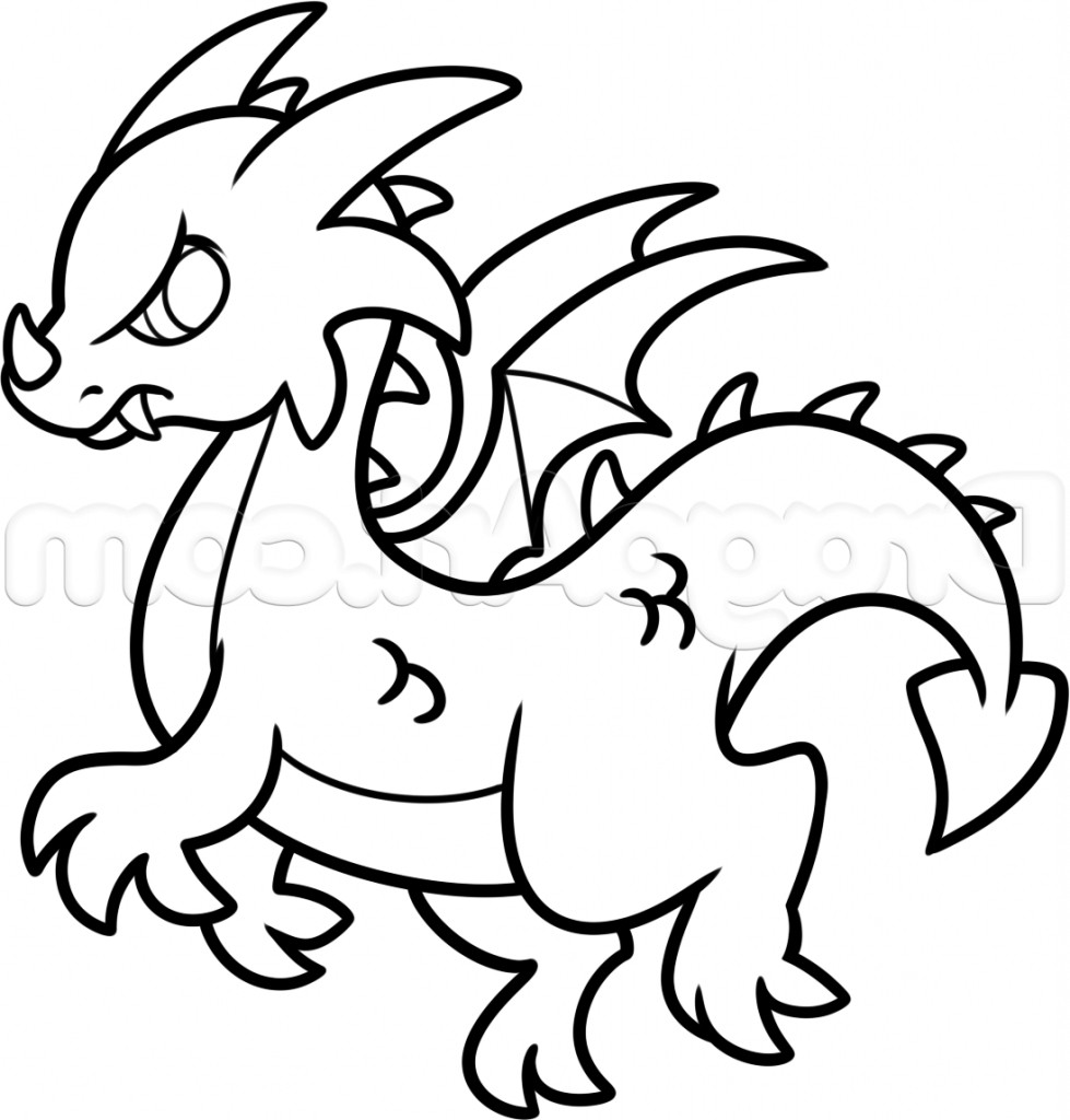 979x1024 How To Draw A Simple Dragon Dragons Drawing Drawings