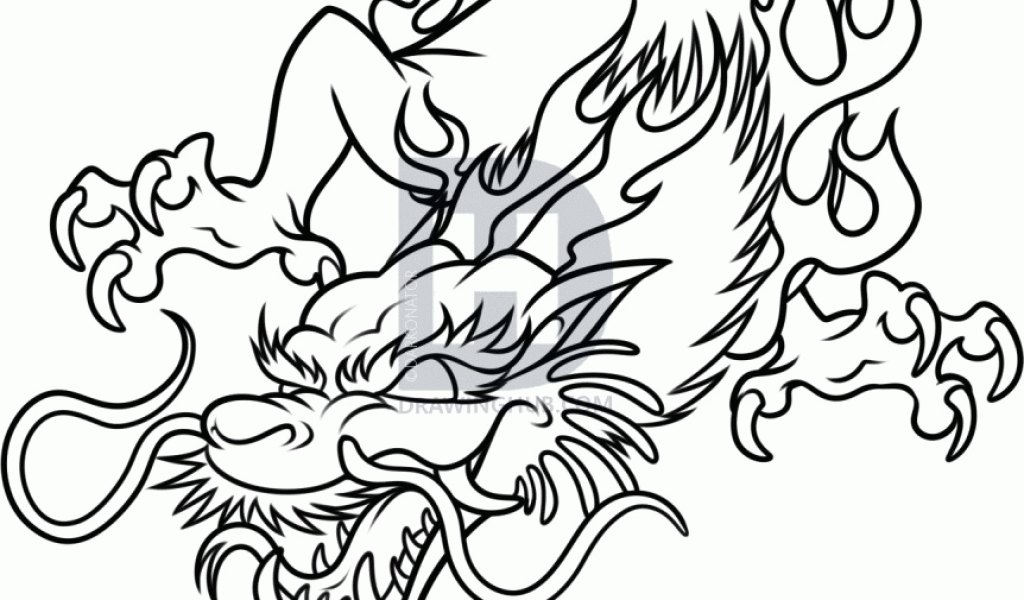 1024x600 Drawing Of Dragons Easy Draw A Chinese Dragon Easy Step