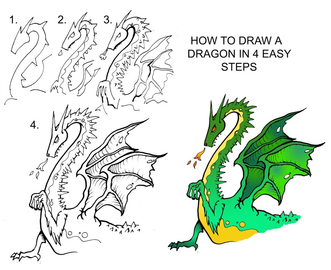 1084x887 How To Draw A Dragon Head Rose Art For Kids Dragonfly Step