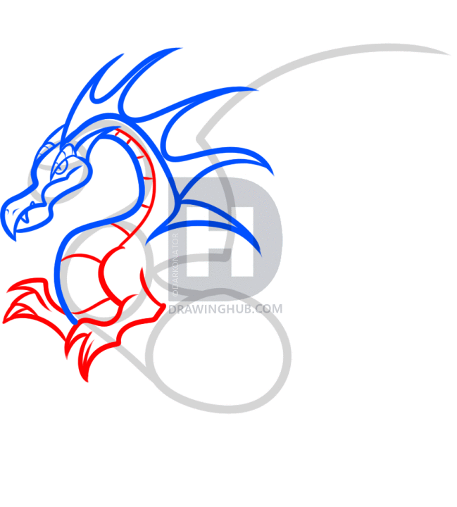 649x720 How To Draw A Flying Dragon For Kids, Step