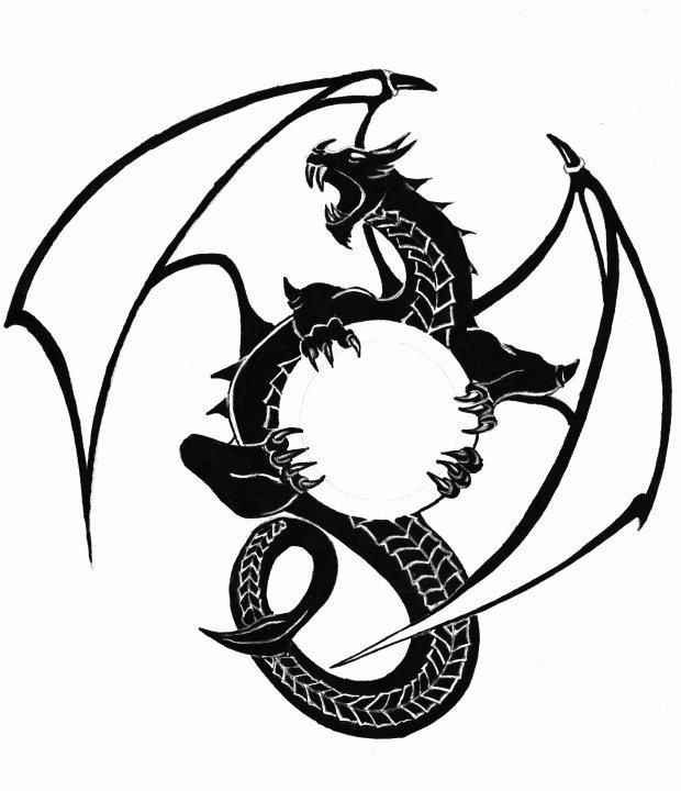 620x720 Dragon Logo Black And White