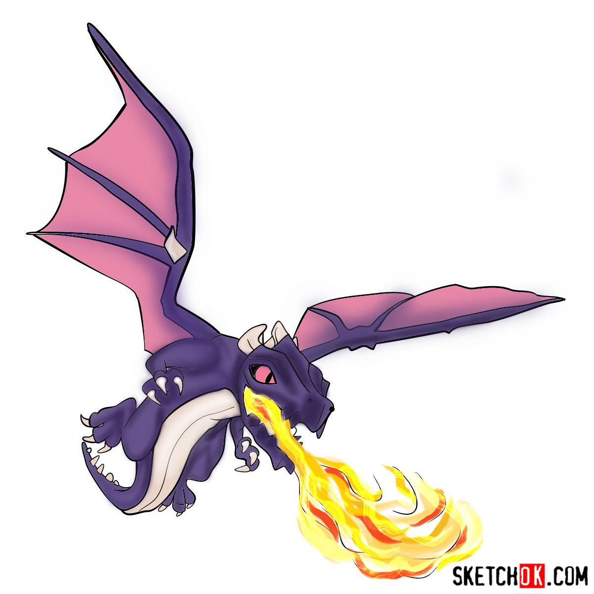 1200x1200 How To Draw Dragon From Clash Of Clans