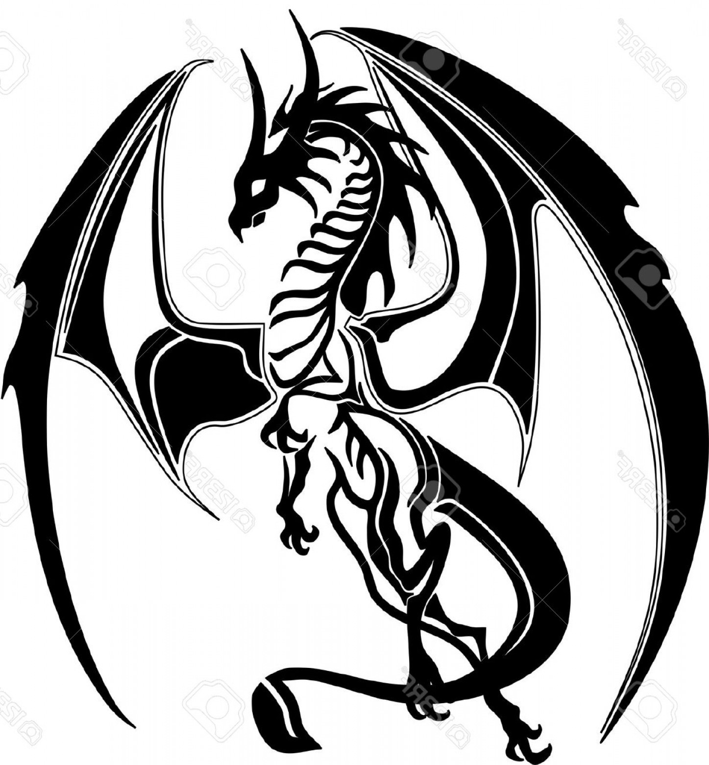 1447x1560 Dragon Tribal Like Stock Vector Tattoo Soidergi