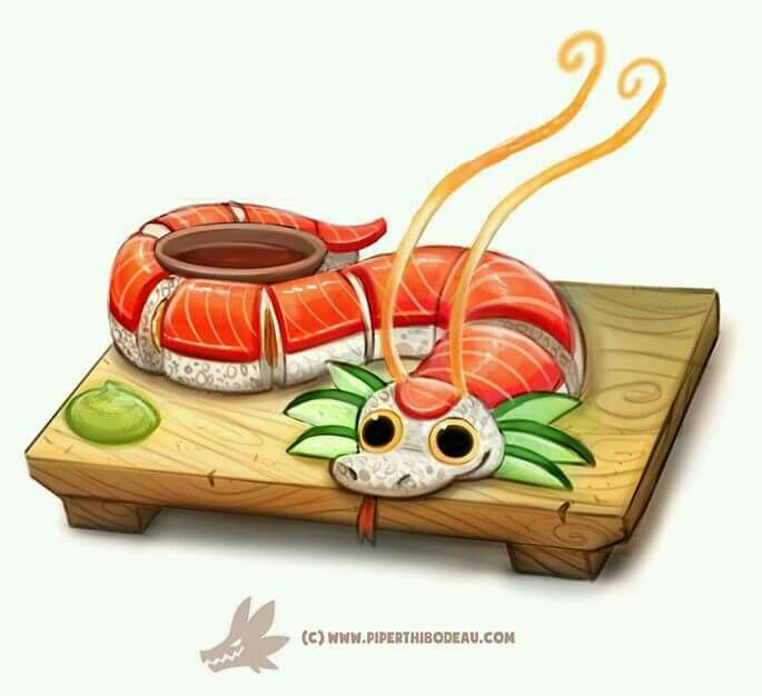 685x626 Sushi Dragon Ultracute In Kawaii Drawings, Cute Art, Cute