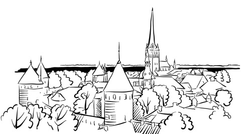 480x268 vilnius riga sketched timelapse animation on white clip