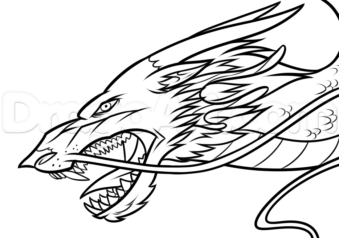 1100x775 How To Draw A Chinese Dragon Head Easy Step