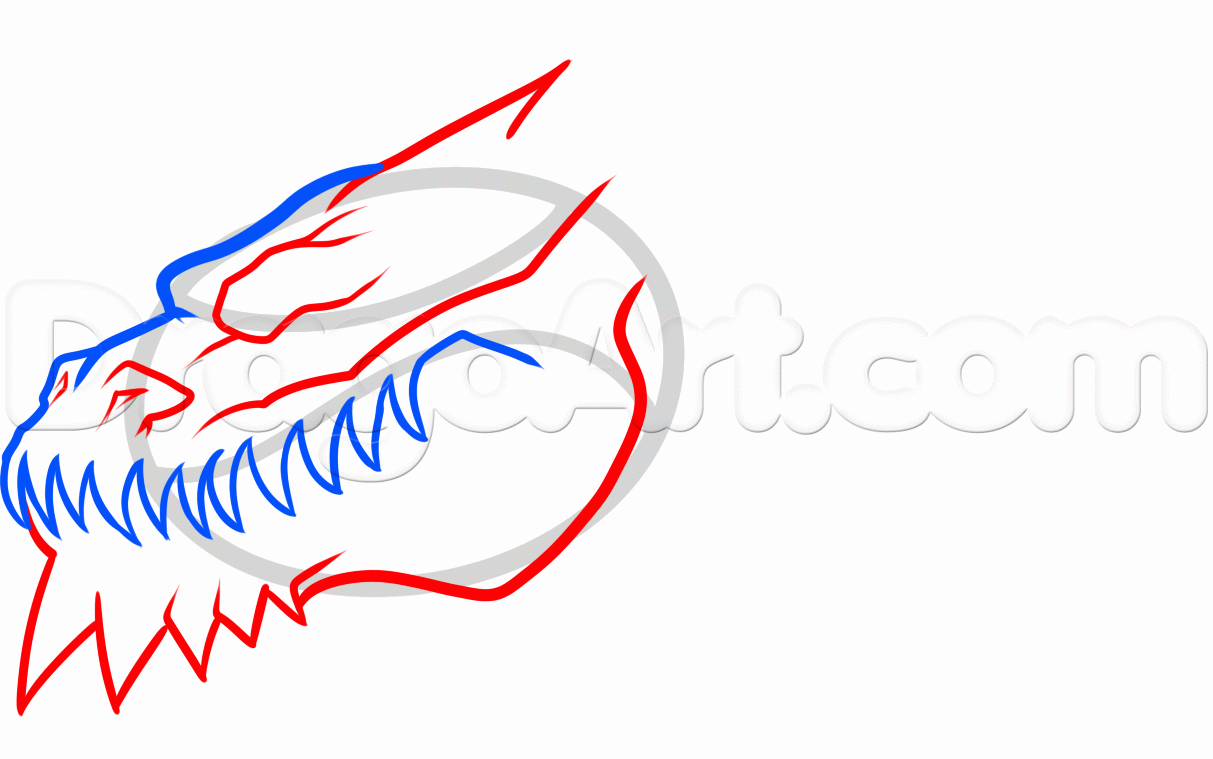 1213x759 How To Draw A Dragon Head, Step