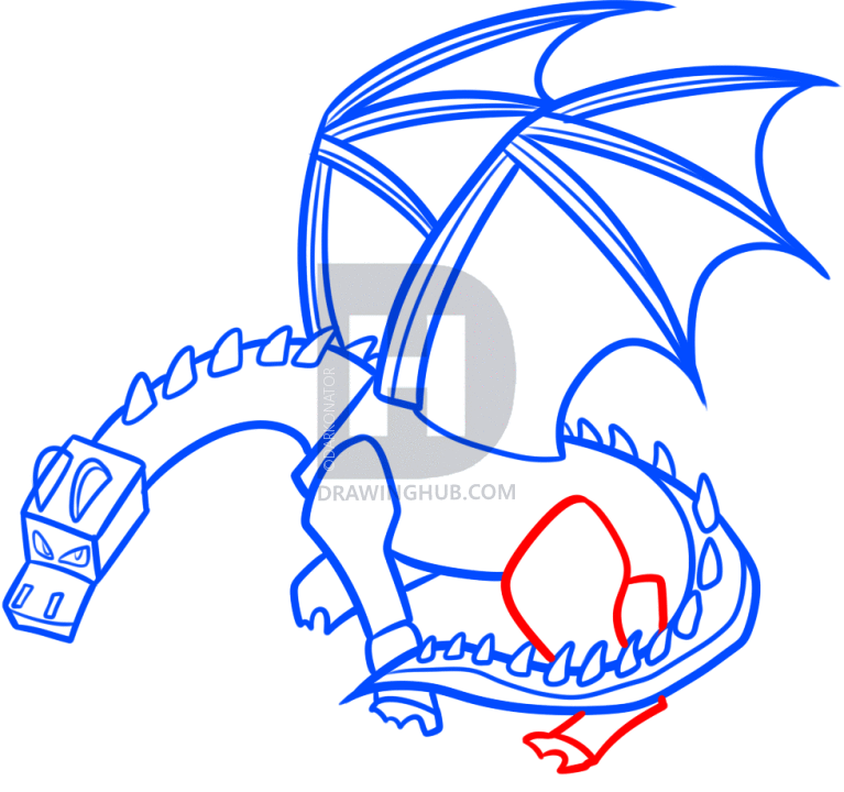 767x720 how to draw ender dragon, step