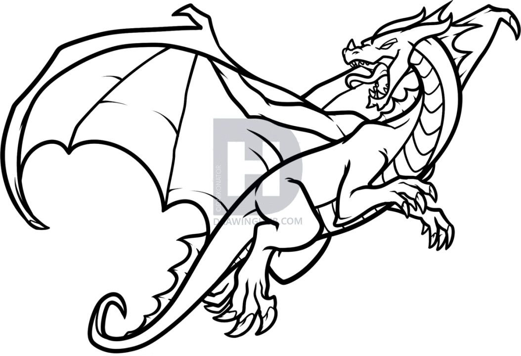 1054x720 Dragon Drawing Clip Art