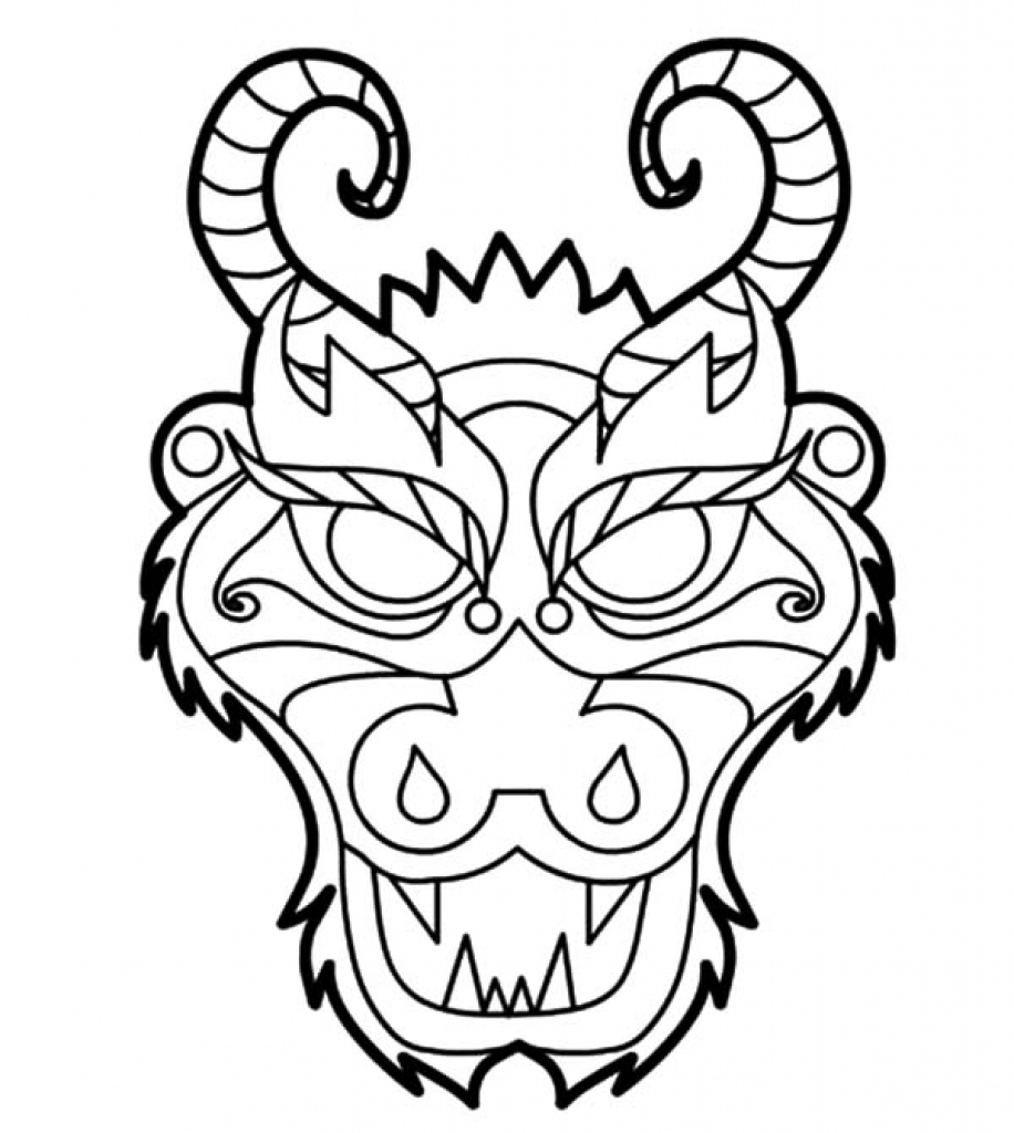 916x1024 Dragon Face Coloring Page