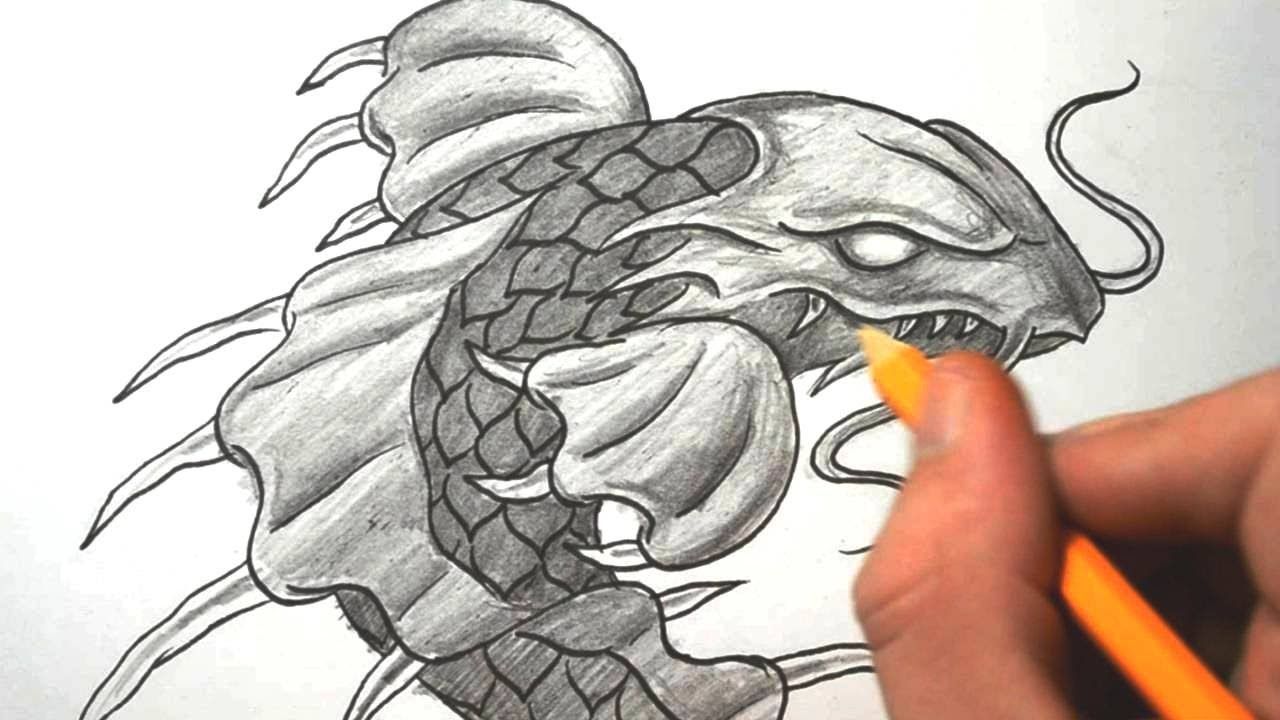 1280x720 How To Draw A Dragon Koi Fish Quick Sketch Drawing Help