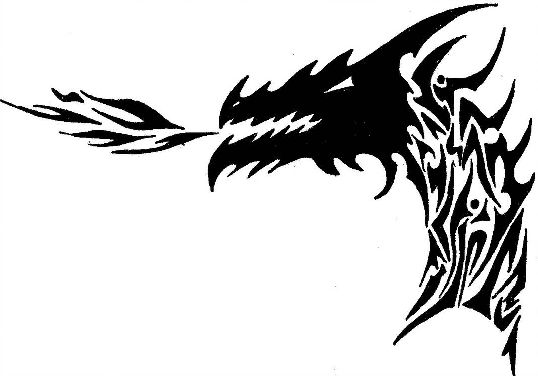 1069x748 Tribal Dragon With Flames