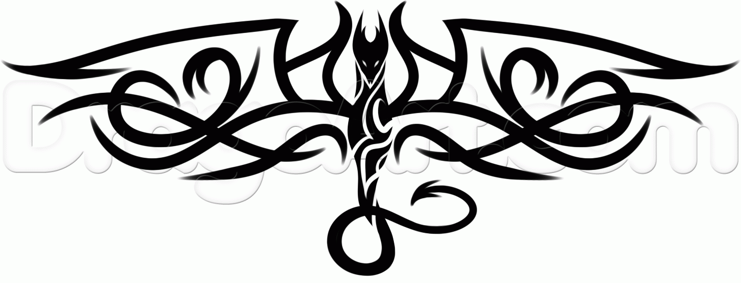 1460x558 Draw A Tribal Flying Dragon, Step