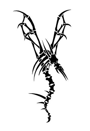 344x500 Newclew Tribal Bone Dragon Flying Black Or White