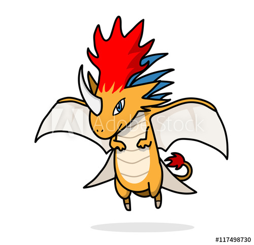 500x483 Fire Dragon Monster Video Game A Hand Drawn Vector Illustration