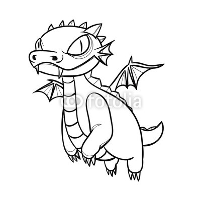 400x400 Hand Drawn Baby Dragon Character Black And White Sketch Version