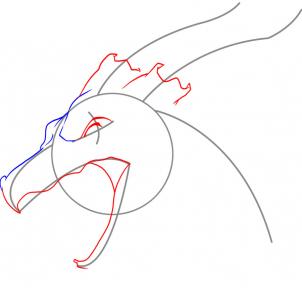302x288 How To Draw A Dragon Head, Step